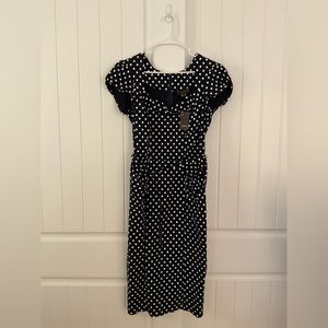 Torrid Navy Blue and White Polka Dot Dress with Side Ruching